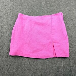 H&M Hot Pink Women's Size 6 Linen Blend Mini Skirt with Front Slit